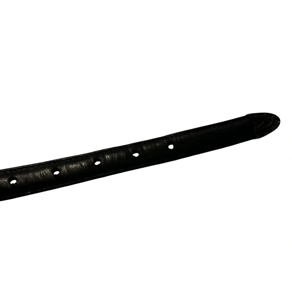 Alexander’s Belts & Buckles Genuine Black Leather Sterling Buckle Belt